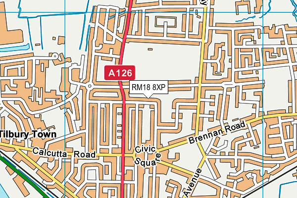 RM18 8XP map - OS VectorMap District (Ordnance Survey)