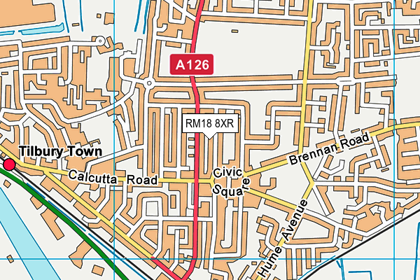 RM18 8XR map - OS VectorMap District (Ordnance Survey)