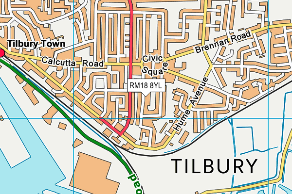 RM18 8YL map - OS VectorMap District (Ordnance Survey)