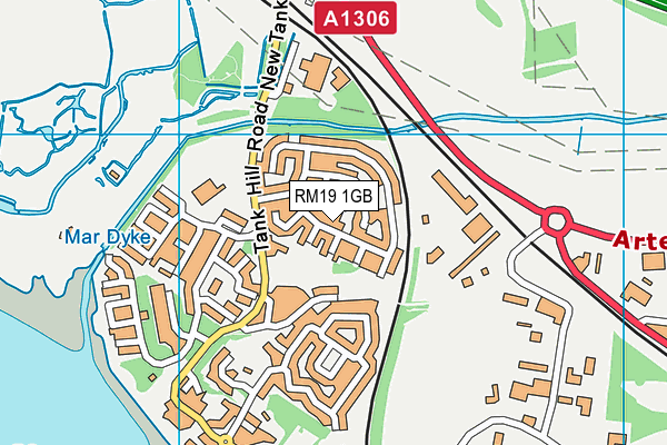 RM19 1GB map - OS VectorMap District (Ordnance Survey)