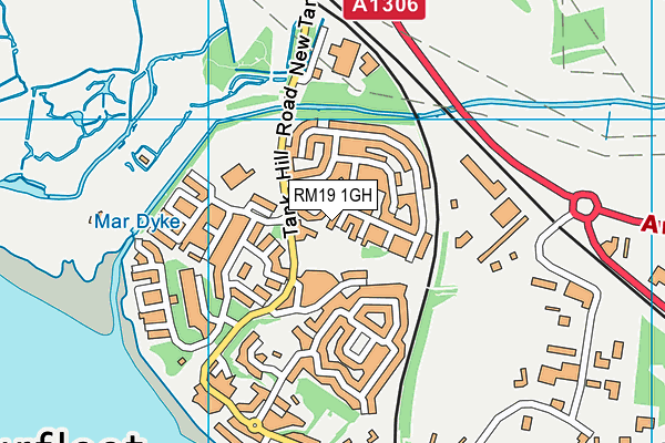 RM19 1GH map - OS VectorMap District (Ordnance Survey)