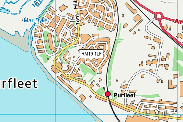 RM19 1LF map - OS VectorMap District (Ordnance Survey)