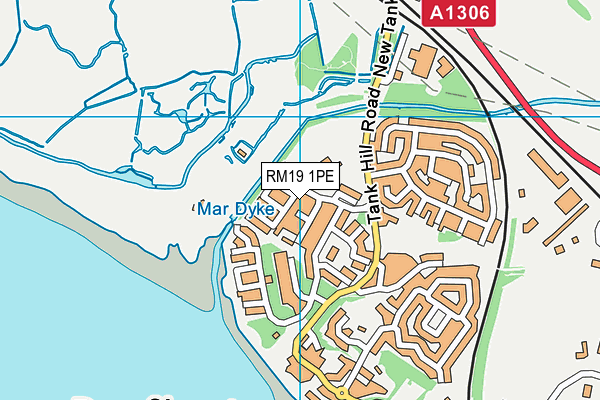 RM19 1PE map - OS VectorMap District (Ordnance Survey)