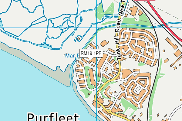 RM19 1PF map - OS VectorMap District (Ordnance Survey)