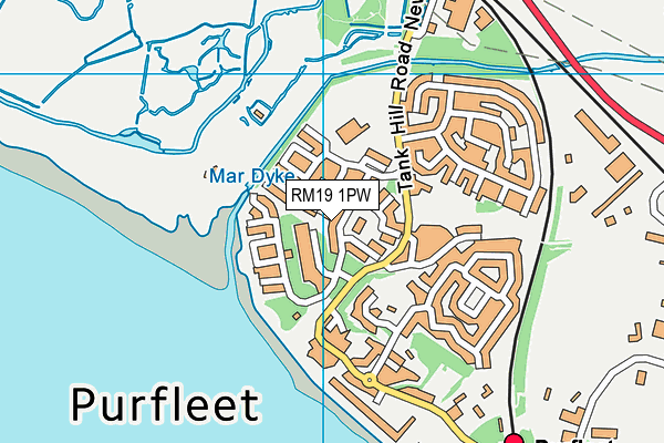 RM19 1PW map - OS VectorMap District (Ordnance Survey)