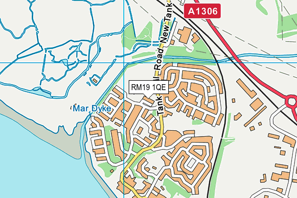 RM19 1QE map - OS VectorMap District (Ordnance Survey)