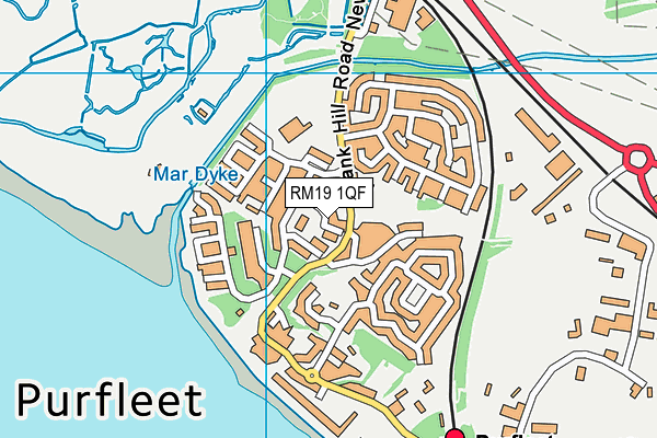 RM19 1QF map - OS VectorMap District (Ordnance Survey)