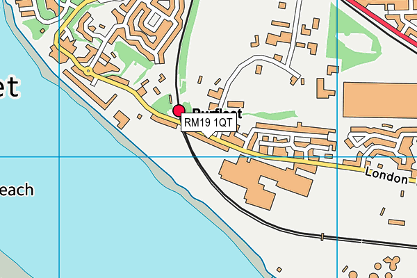 RM19 1QT map - OS VectorMap District (Ordnance Survey)