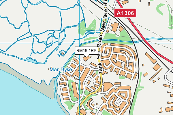 RM19 1RP map - OS VectorMap District (Ordnance Survey)