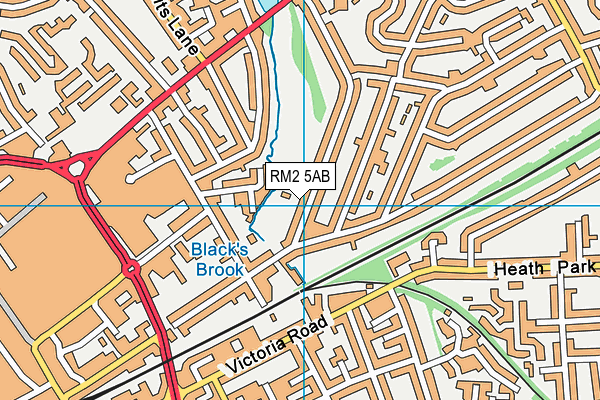 RM2 5AB map - OS VectorMap District (Ordnance Survey)