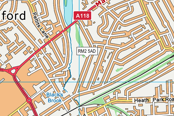 RM2 5AD map - OS VectorMap District (Ordnance Survey)