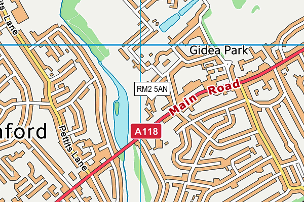 RM2 5AN map - OS VectorMap District (Ordnance Survey)