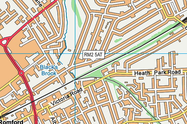 RM2 5AT map - OS VectorMap District (Ordnance Survey)