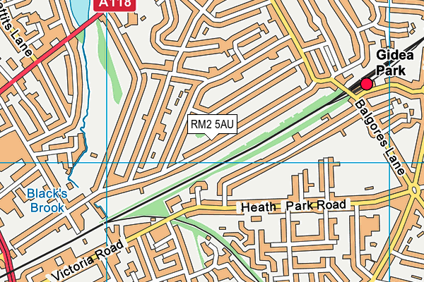 RM2 5AU map - OS VectorMap District (Ordnance Survey)