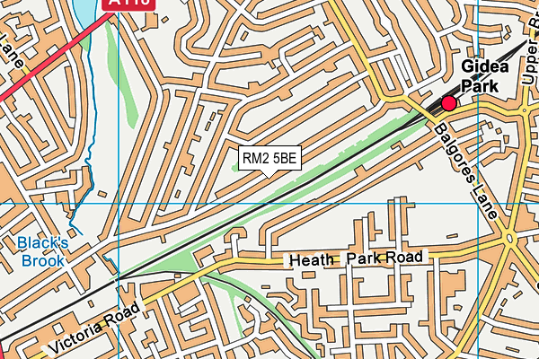 RM2 5BE map - OS VectorMap District (Ordnance Survey)