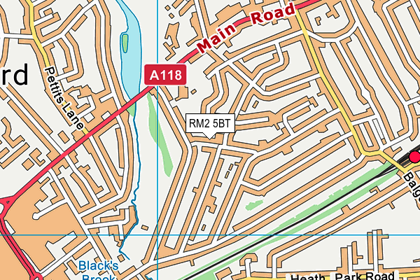 RM2 5BT map - OS VectorMap District (Ordnance Survey)