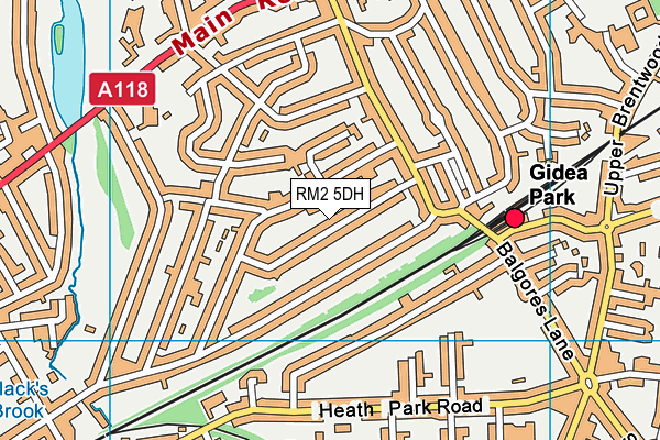 RM2 5DH map - OS VectorMap District (Ordnance Survey)