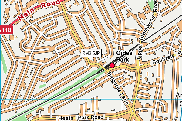 RM2 5JP map - OS VectorMap District (Ordnance Survey)