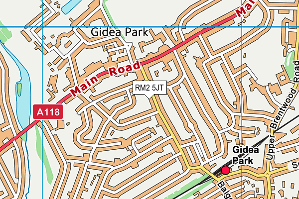 RM2 5JT map - OS VectorMap District (Ordnance Survey)