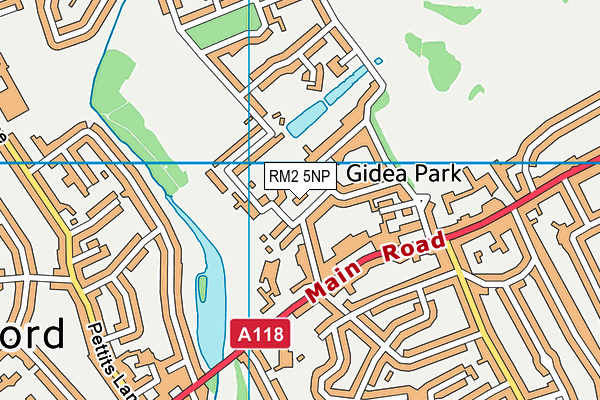 Gidea Park Lawn Tennis Club map (RM2 5NP) - OS VectorMap District (Ordnance Survey)
