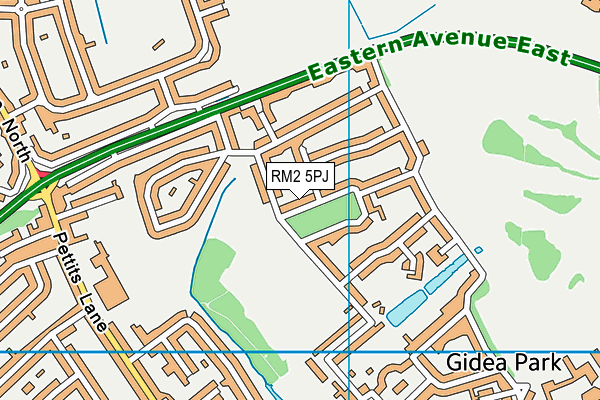 RM2 5PJ map - OS VectorMap District (Ordnance Survey)