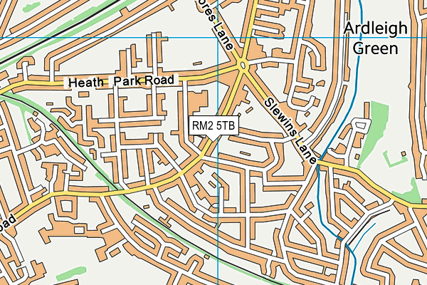 RM2 5TB map - OS VectorMap District (Ordnance Survey)