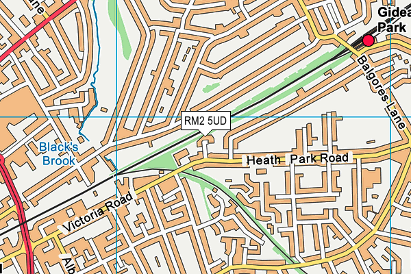 RM2 5UD map - OS VectorMap District (Ordnance Survey)