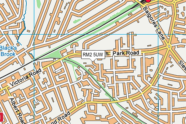 RM2 5UW map - OS VectorMap District (Ordnance Survey)