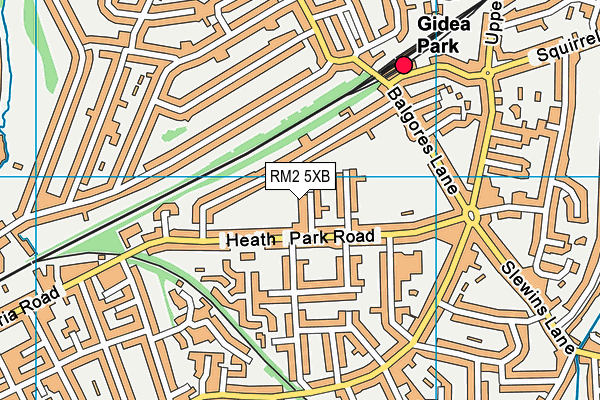 RM2 5XB map - OS VectorMap District (Ordnance Survey)
