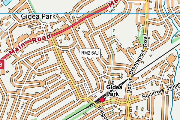 RM2 6AJ map - OS VectorMap District (Ordnance Survey)