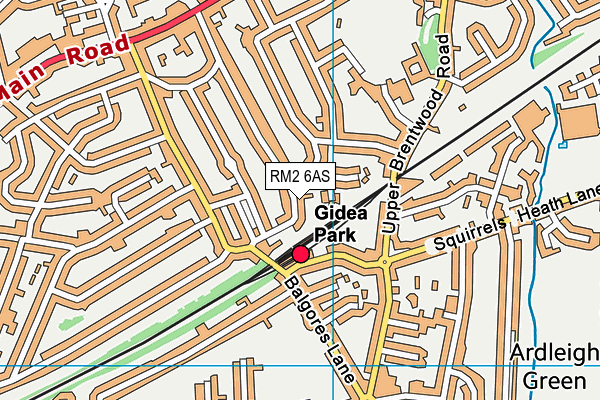 RM2 6AS map - OS VectorMap District (Ordnance Survey)