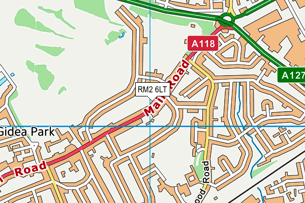 RM2 6LT map - OS VectorMap District (Ordnance Survey)