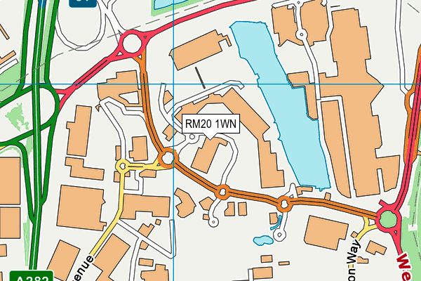 RM20 1WN map - OS VectorMap District (Ordnance Survey)