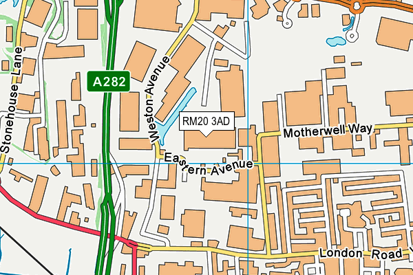 RM20 3AD map - OS VectorMap District (Ordnance Survey)