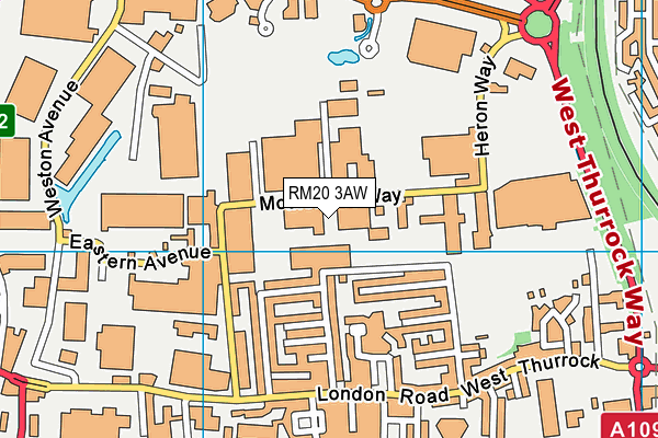 RM20 3AW map - OS VectorMap District (Ordnance Survey)