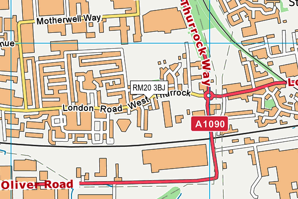 RM20 3BJ map - OS VectorMap District (Ordnance Survey)