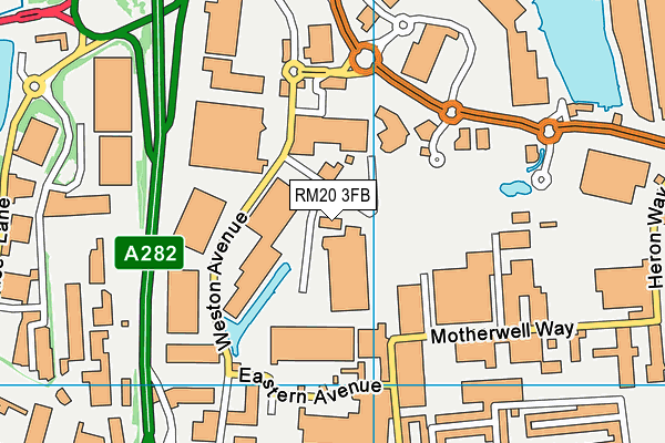 RM20 3FB map - OS VectorMap District (Ordnance Survey)