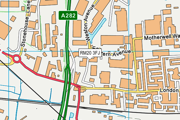 RM20 3FJ map - OS VectorMap District (Ordnance Survey)