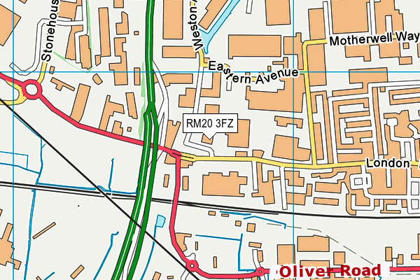 RM20 3FZ map - OS VectorMap District (Ordnance Survey)