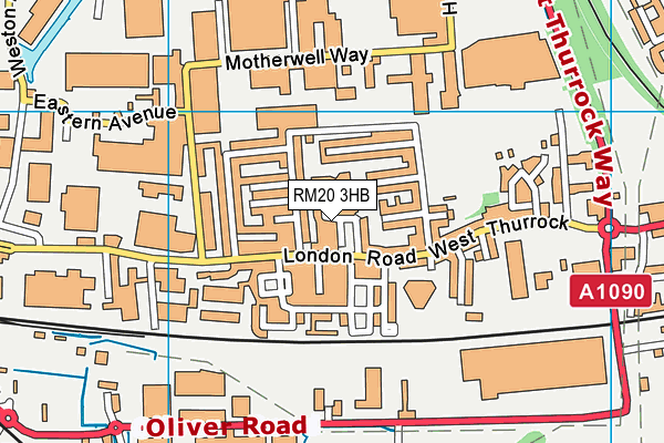 RM20 3HB map - OS VectorMap District (Ordnance Survey)