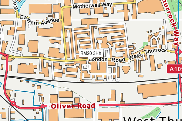 RM20 3HX map - OS VectorMap District (Ordnance Survey)