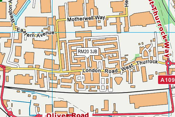 RM20 3JB map - OS VectorMap District (Ordnance Survey)