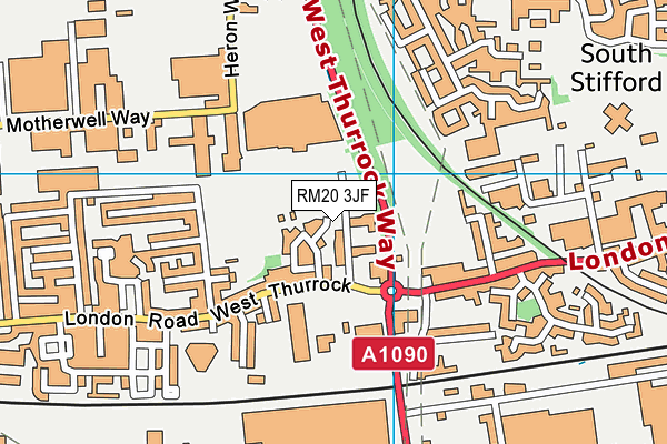 RM20 3JF map - OS VectorMap District (Ordnance Survey)