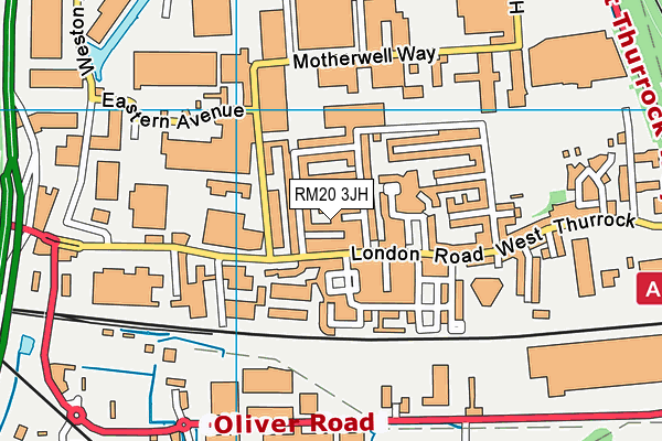 RM20 3JH map - OS VectorMap District (Ordnance Survey)