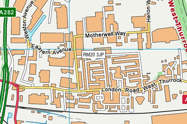 RM20 3JP map - OS VectorMap District (Ordnance Survey)