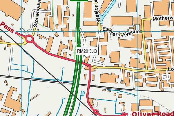 RM20 3JQ map - OS VectorMap District (Ordnance Survey)