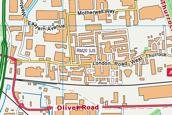 RM20 3JS map - OS VectorMap District (Ordnance Survey)