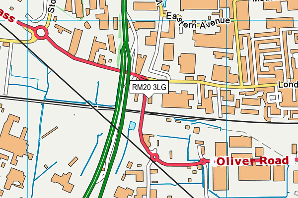 RM20 3LG map - OS VectorMap District (Ordnance Survey)