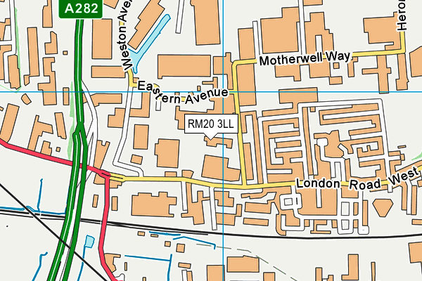 RM20 3LL map - OS VectorMap District (Ordnance Survey)