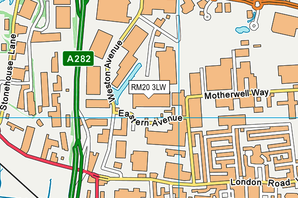 RM20 3LW map - OS VectorMap District (Ordnance Survey)